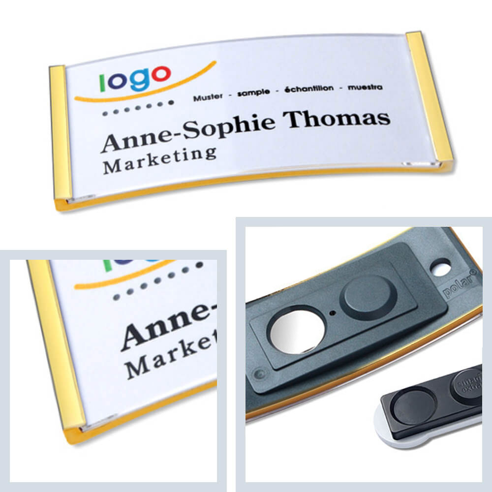 polar® 30 Namensschilder, Magnet EXTRA - Gold