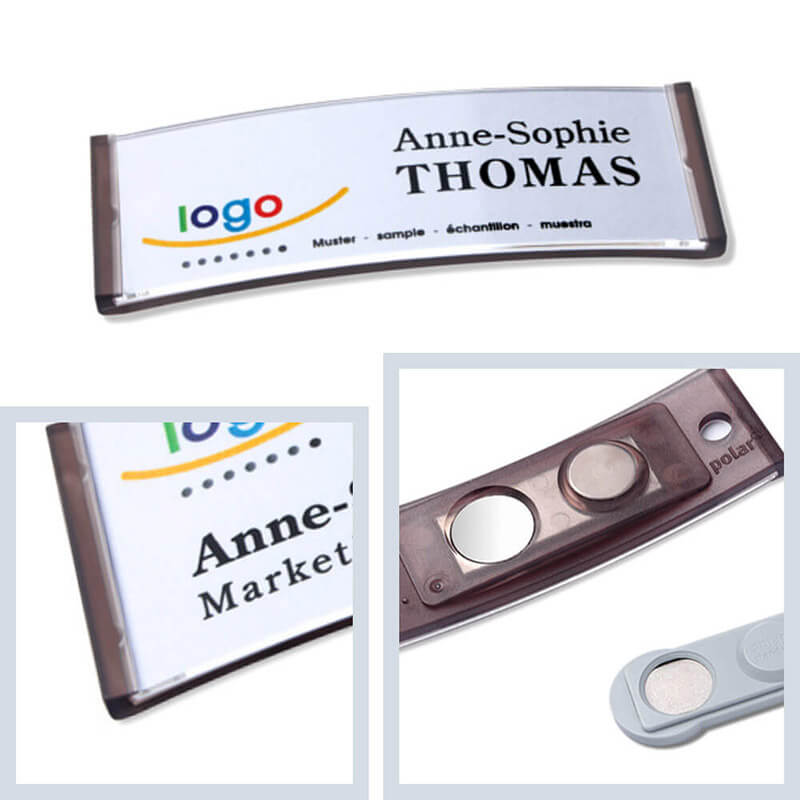 polar® 20 Namensschilder, Magnet - Schwarz Transluzent