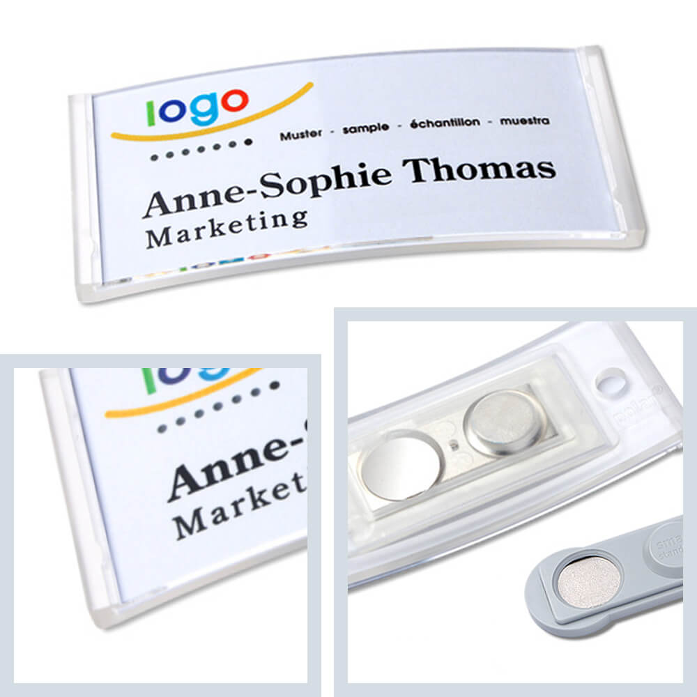 polar® 30 Namensschilder Magnet, Color - Klar Transluzent
