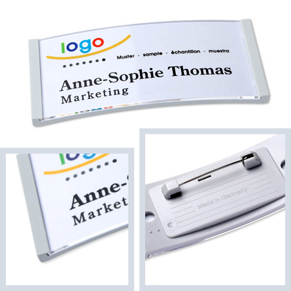 polar® 30 Namensschilder Nadel, Color - Hellgrau