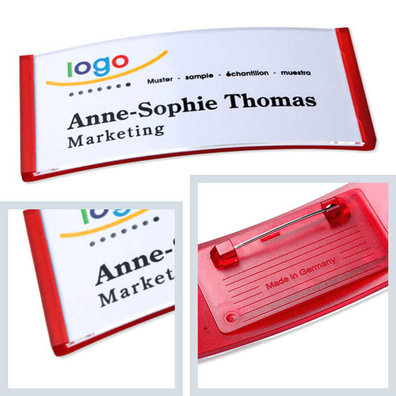 polar® 35 Namensschild, Anstecknadel - Rot Transluzent