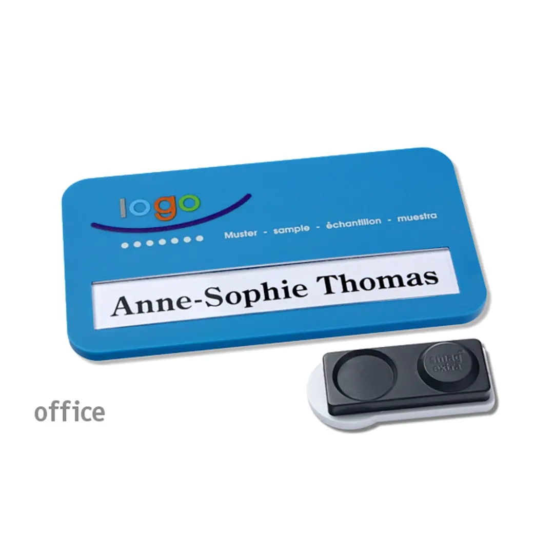 Namensschild office® 35 Color-Print ➤  Magnet Extra - Mittelblau