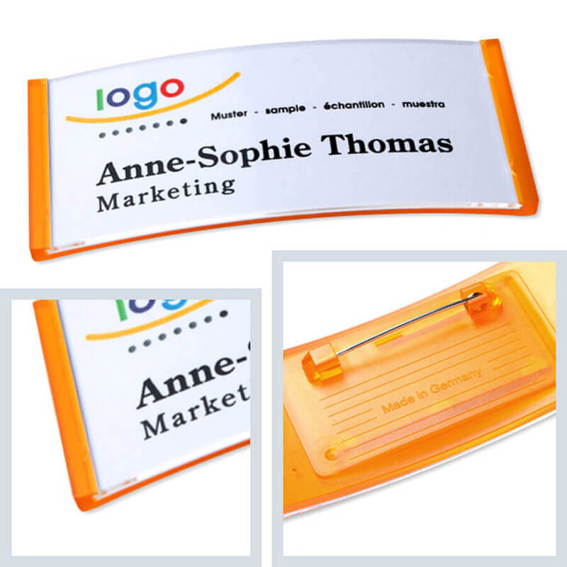 polar® 35 Namensschild, Anstecknadel - Orange Transluzent