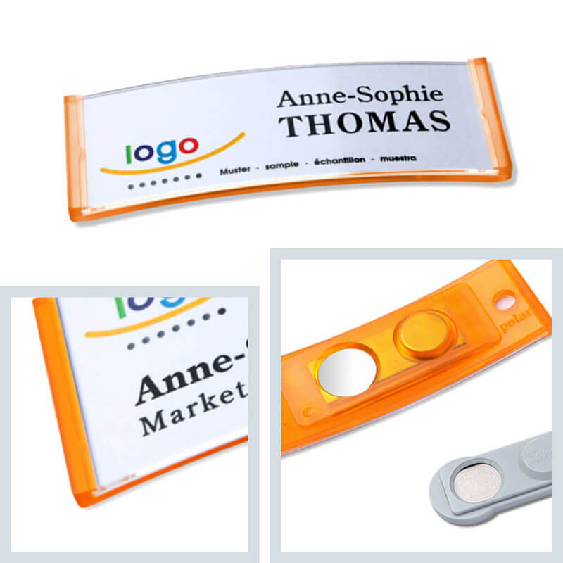 polar® 20 Namensschilder, Magnet - Orange Transluzent