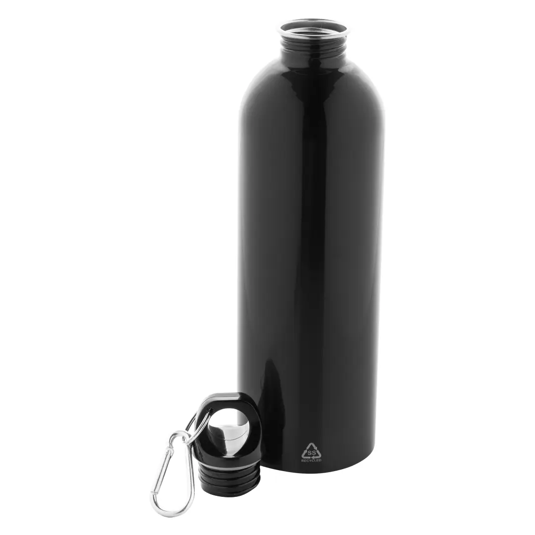 Trinkflasche aus recyceltem Edelstahl "Ressuto XL" - Schwarz