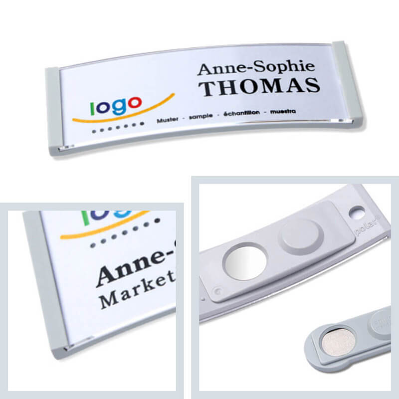 polar® 20 Namensschilder, Magnet - Hellgrau