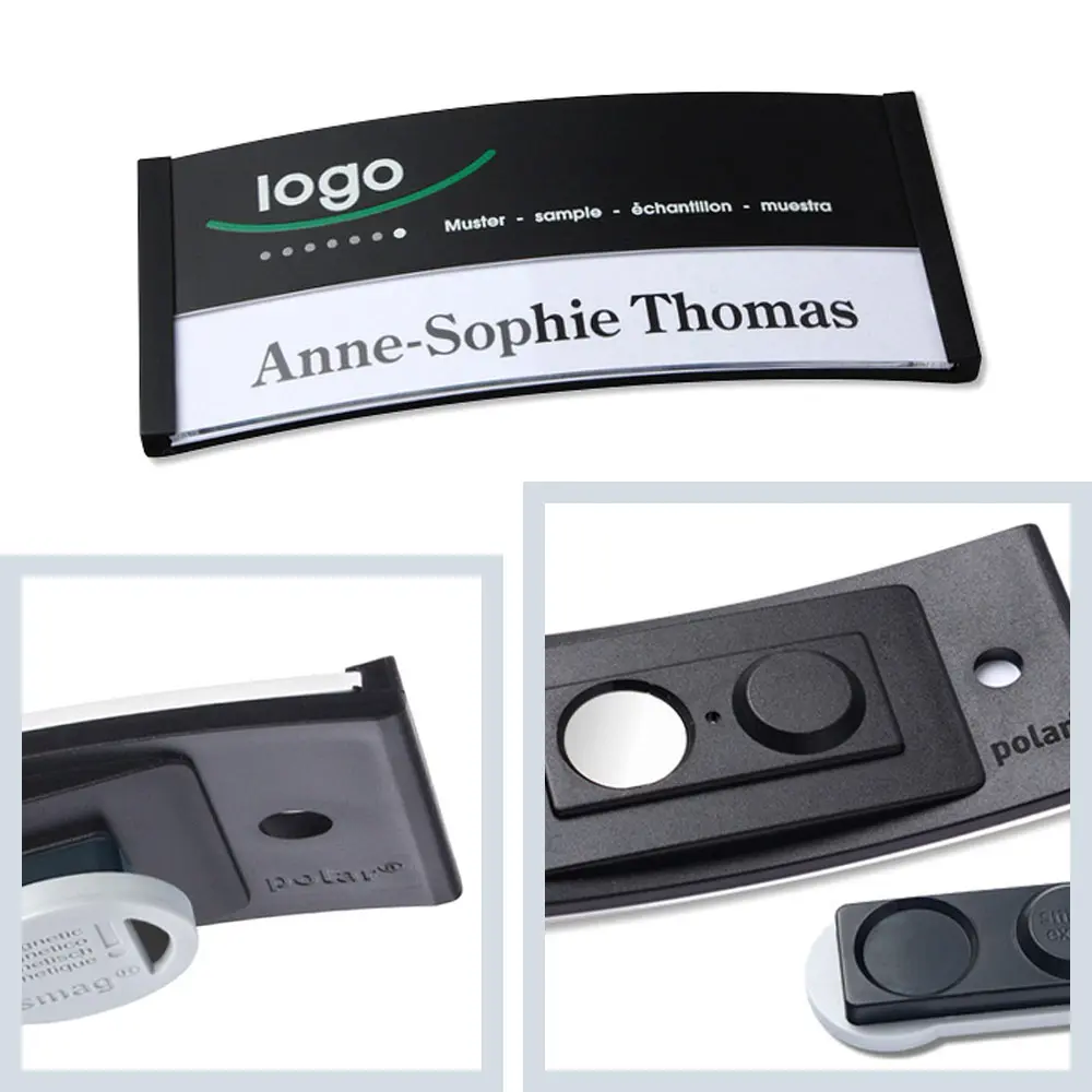 Namensschilder bedruckt ➤ polar® 30 Extra - Schwarz