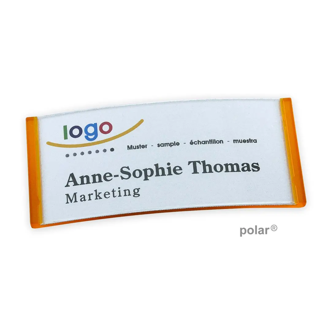 polar® 35 Namensschild, Anstecknadel - Orange Transluzent