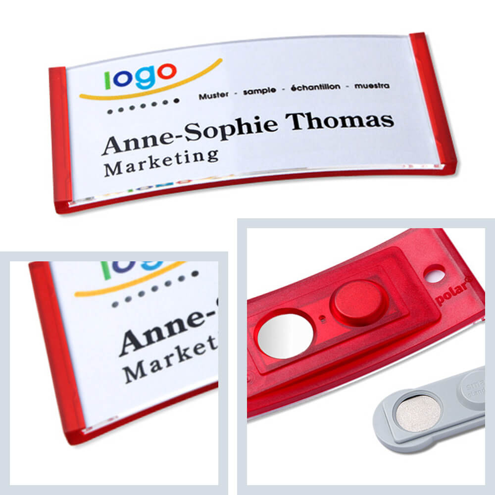 polar® 30 Namensschilder Magnet, Color - Rot Transluzent