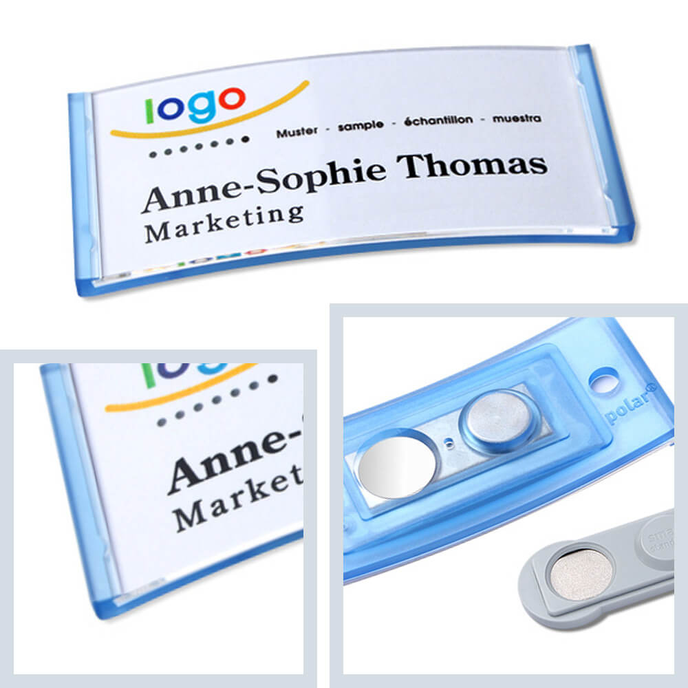 polar® 30 Namensschilder Magnet, Color - Hellblau Transluzent