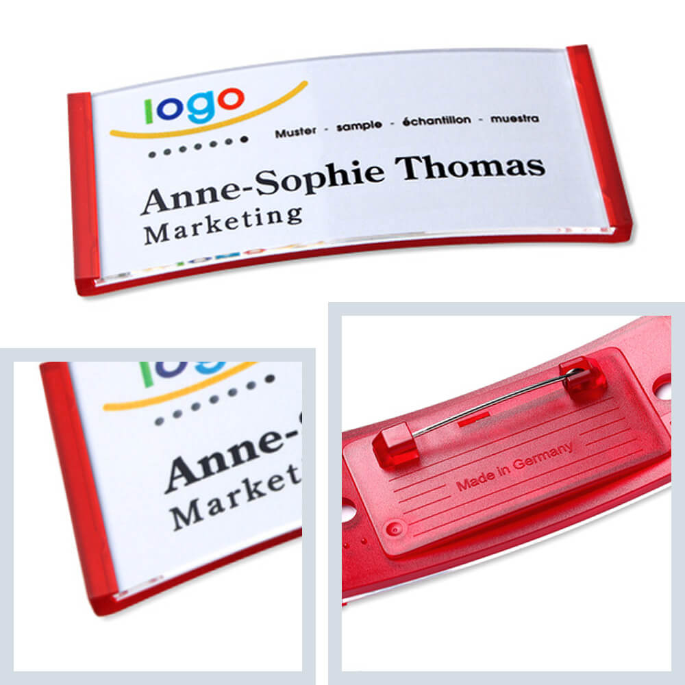 polar® 30 Namensschilder Nadel, Color - Rot Transluzent