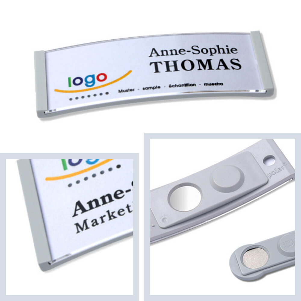 polar® 20 Namensschilder, Magnet - Hellgrau
