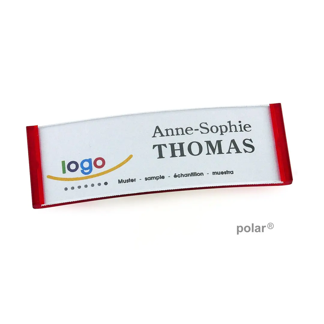 polar® 20 Namensschilder, Nadel - Rot Transluzent