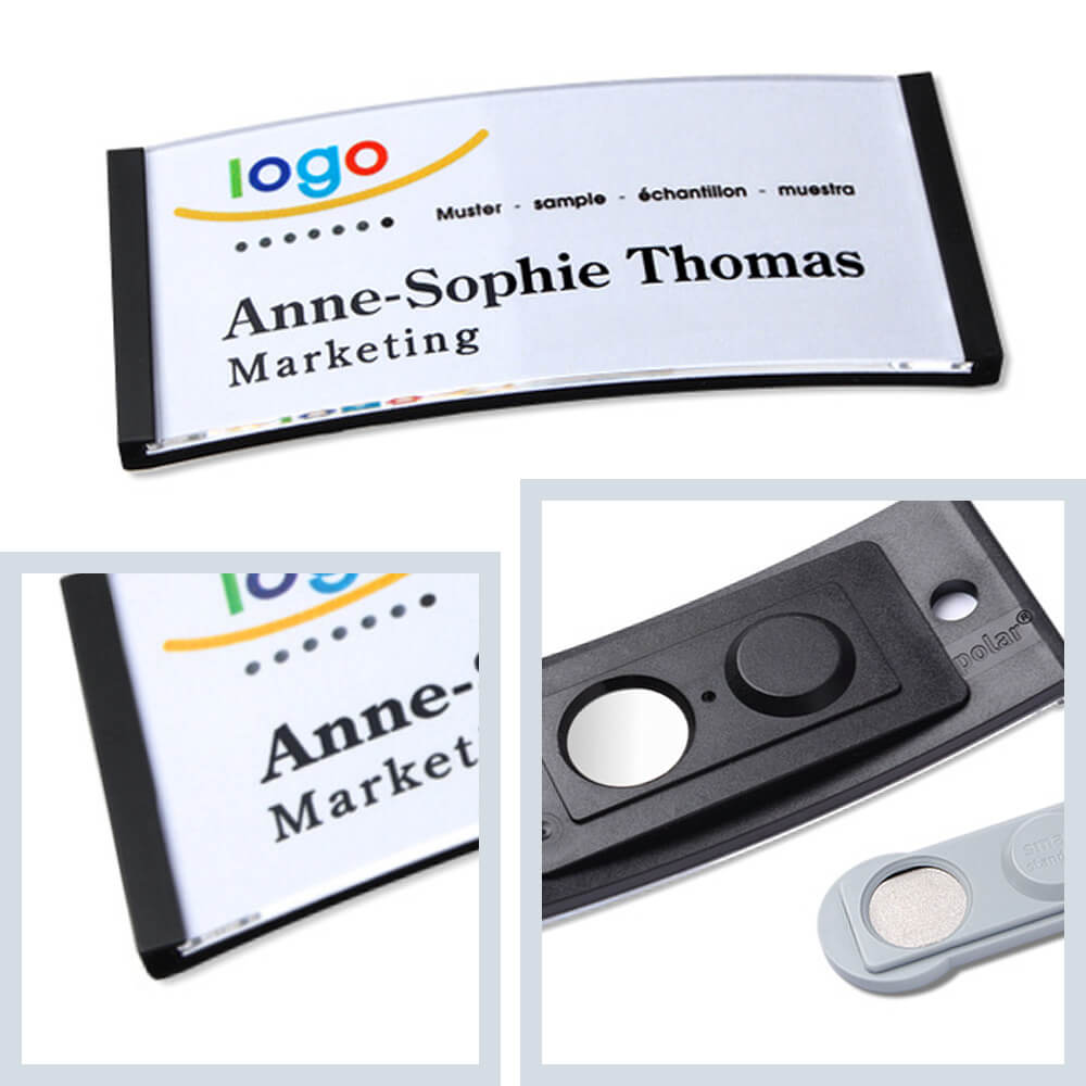 polar® 30 Namensschilder Magnet, Color - Schwarz
