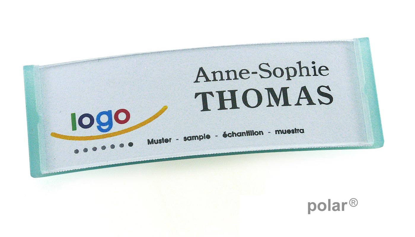 polar® 20 Namensschilder, Nadel - Mintgrün Transluzent
