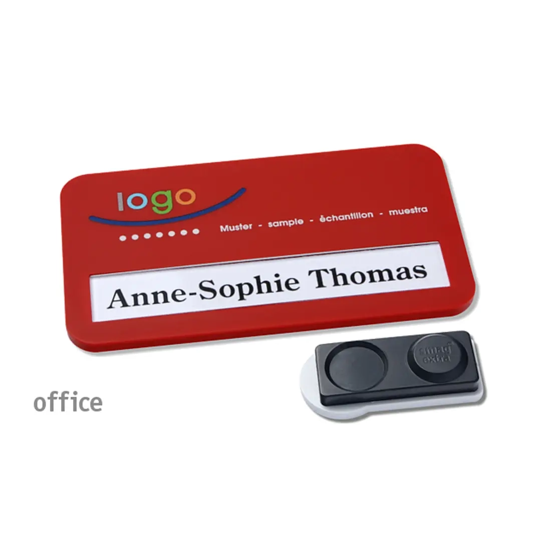 Namensschild office® 35 Color-Print ➤  Magnet Extra - Rot