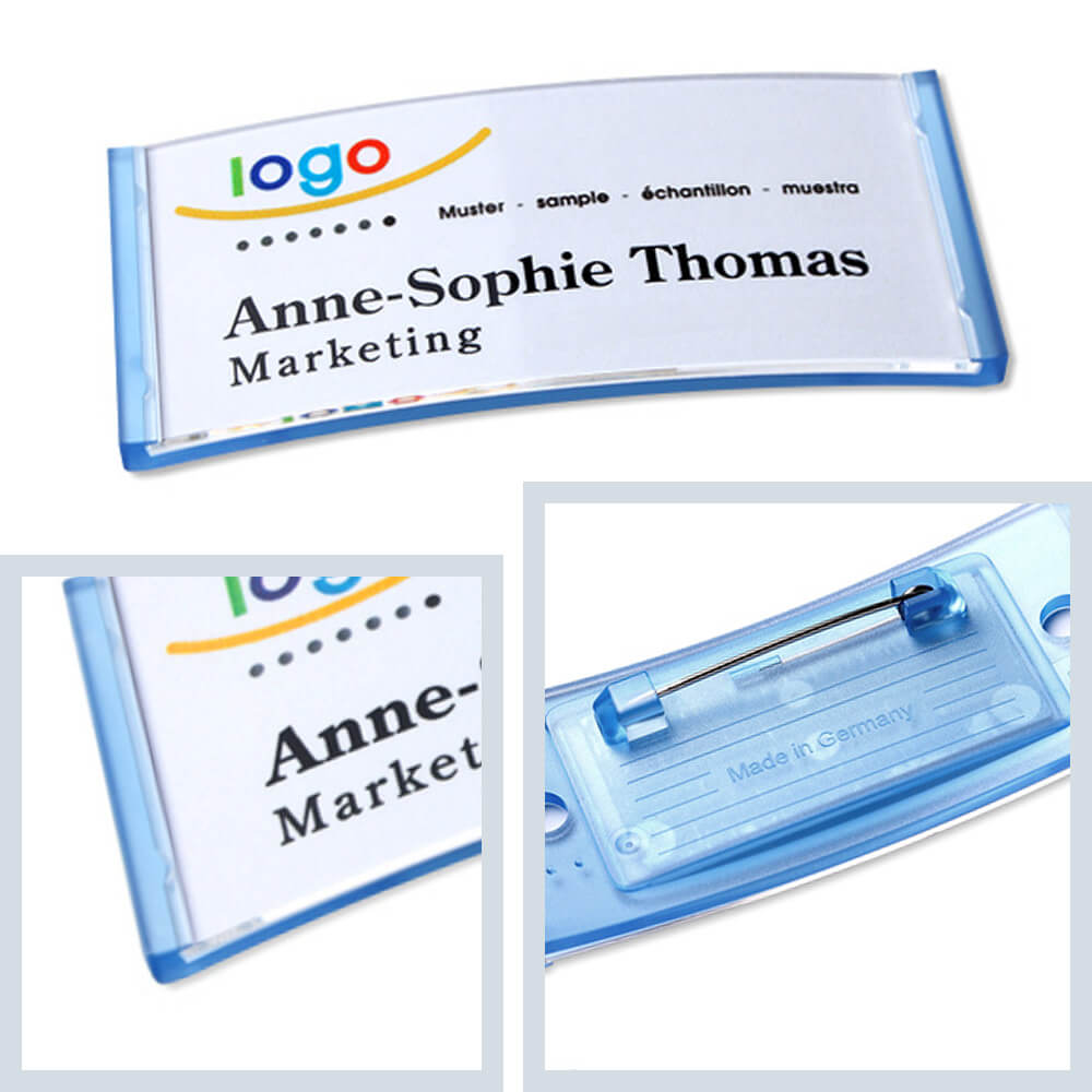 polar® 30 Namensschilder Nadel, Color - Hellblau Transluzent