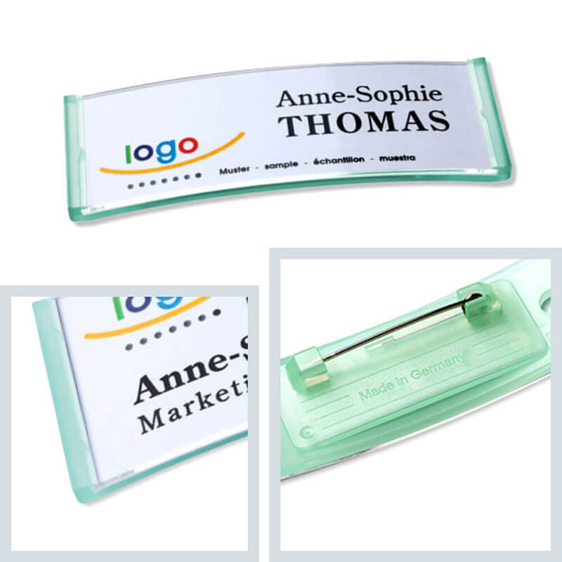 polar® 20 Namensschilder, Nadel - Mintgrün Transluzent