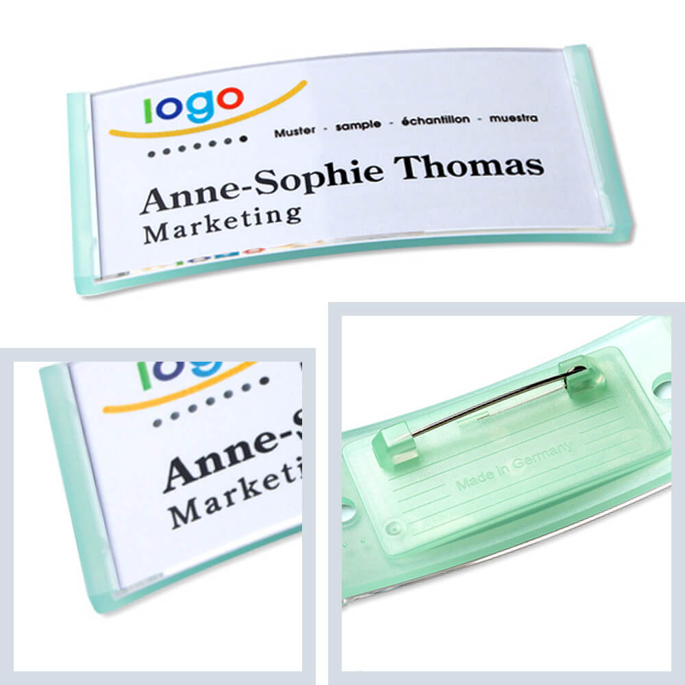 polar® 30 Namensschilder Nadel, Color - Mintgrün Transluzent
