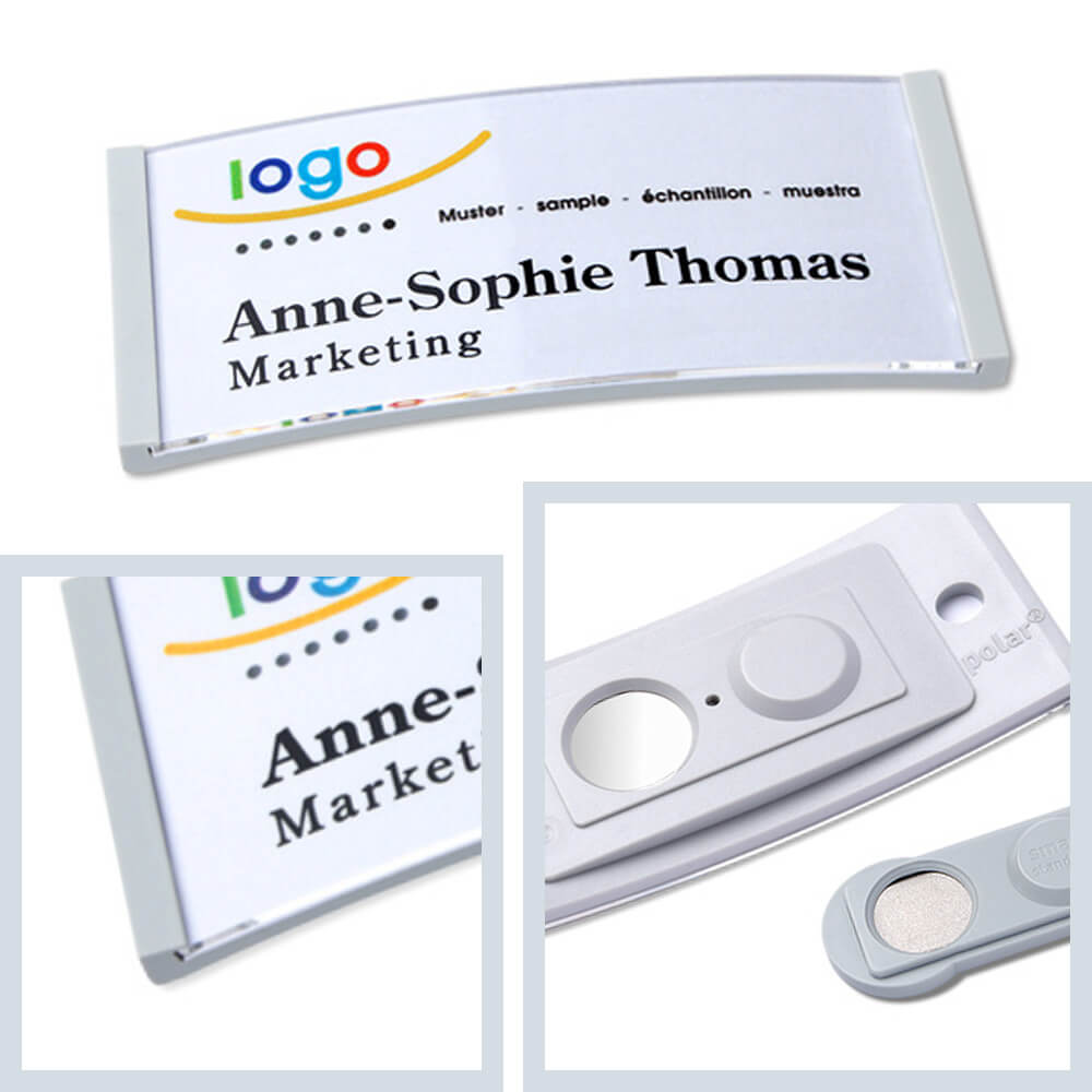 polar® 30 Namensschilder Magnet, Color - Hellgrau