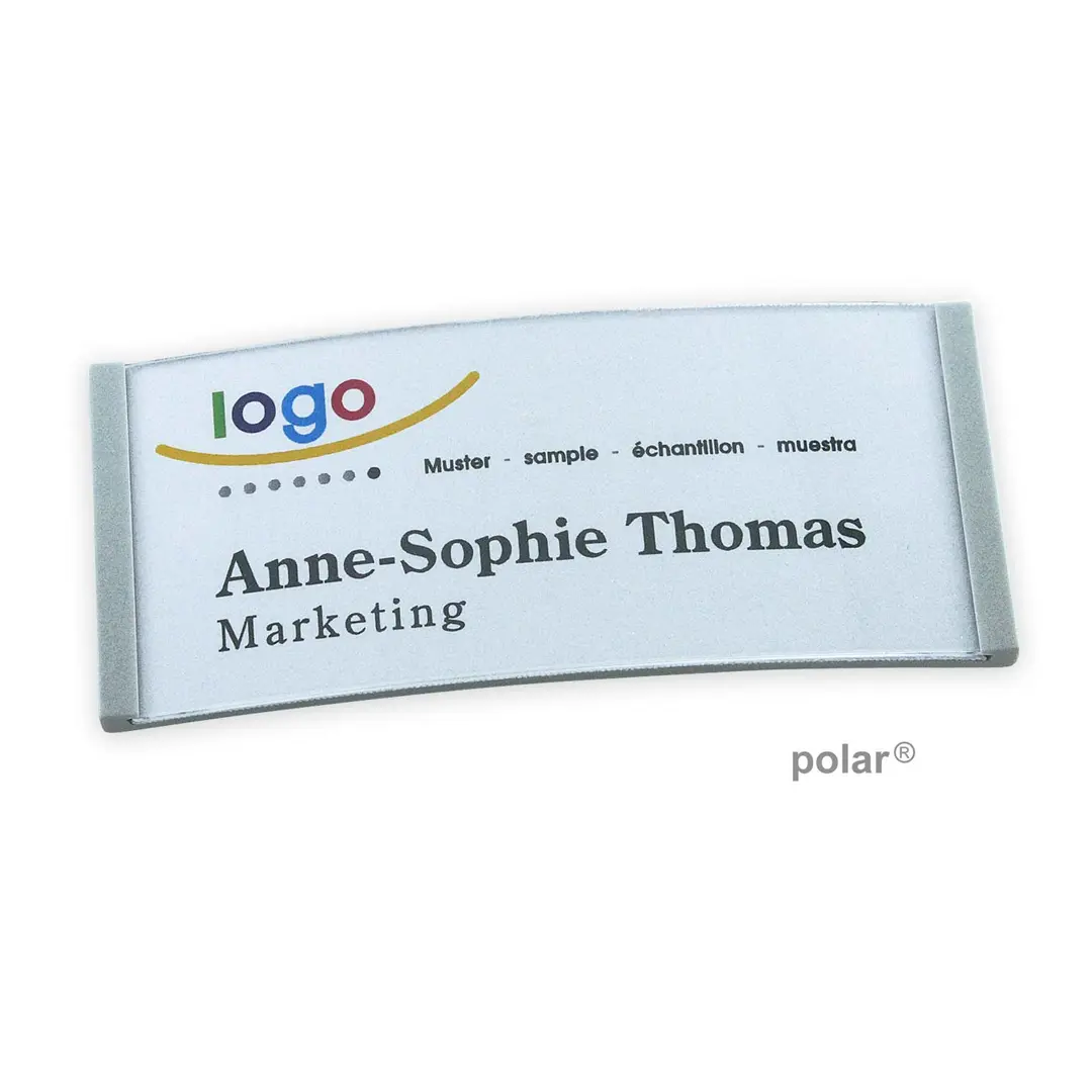 polar® 35 Namensschild, Anstecknadel - Hellgrau