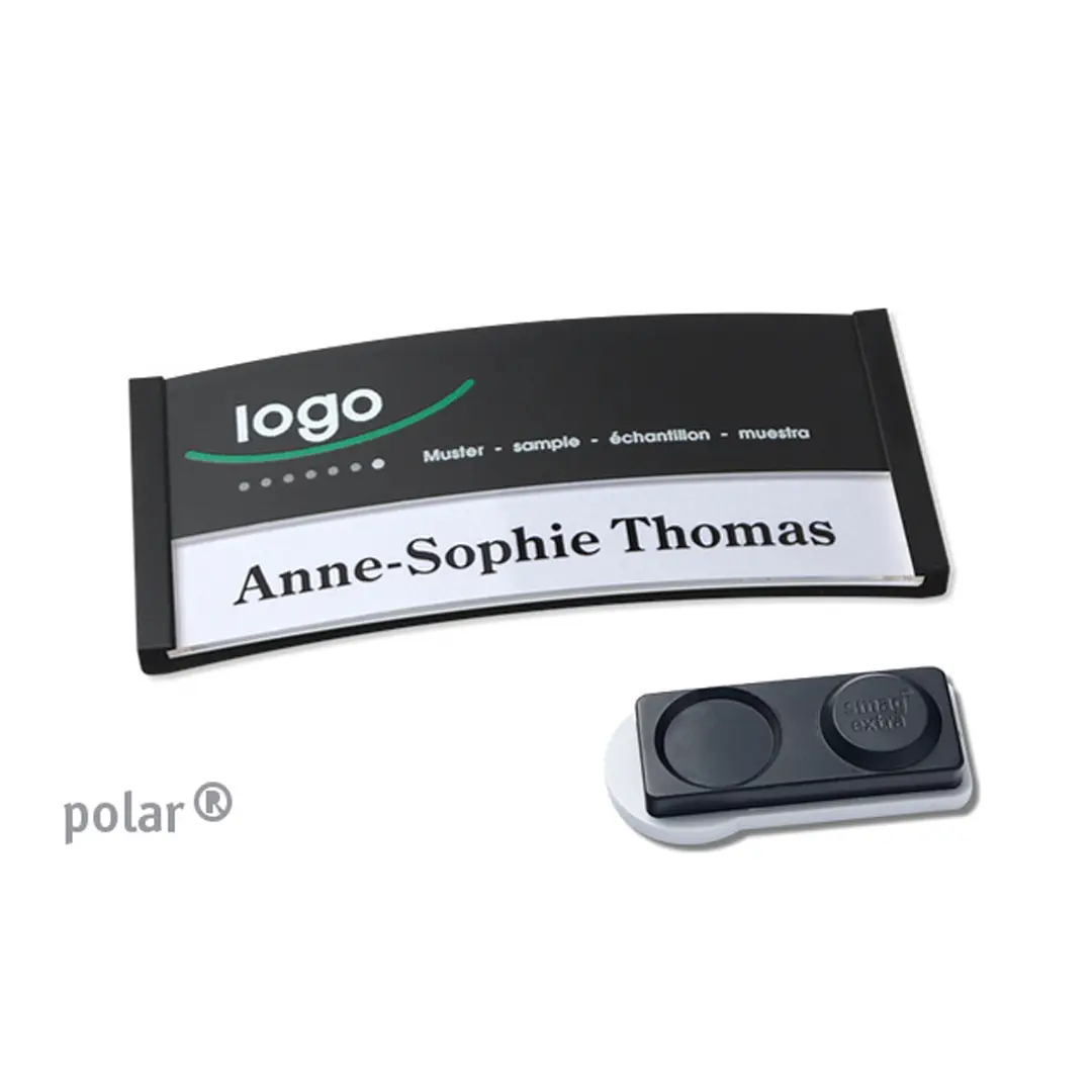 Namensschilder bedruckt ➤ polar® 30 Extra - Schwarz