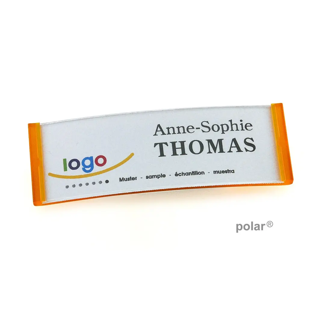 polar® 20 Namensschilder, Nadel - Orange Transluzent