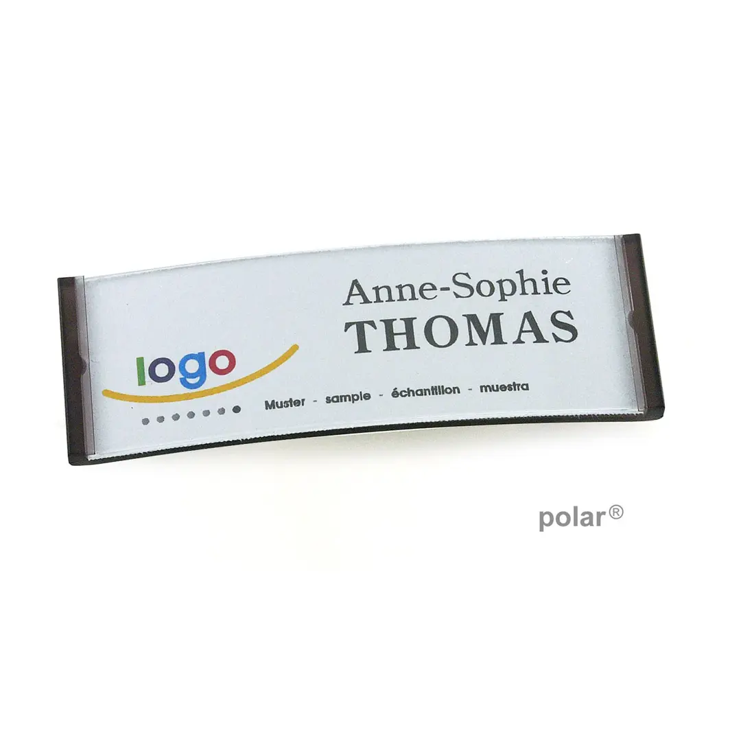 polar® 20 Namensschilder, Nadel - Schwarz Transluzent