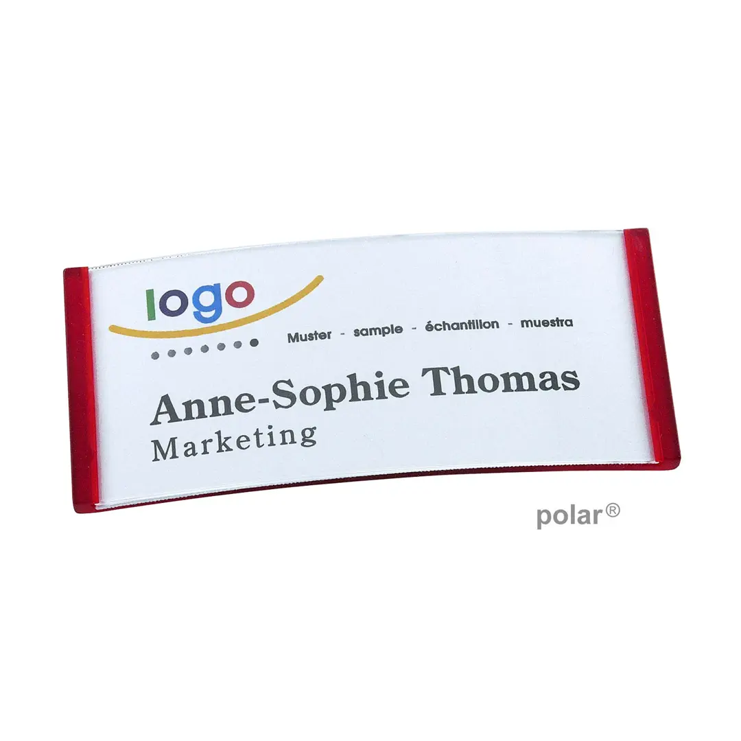 polar® 35 Namensschild, Anstecknadel - Rot Transluzent