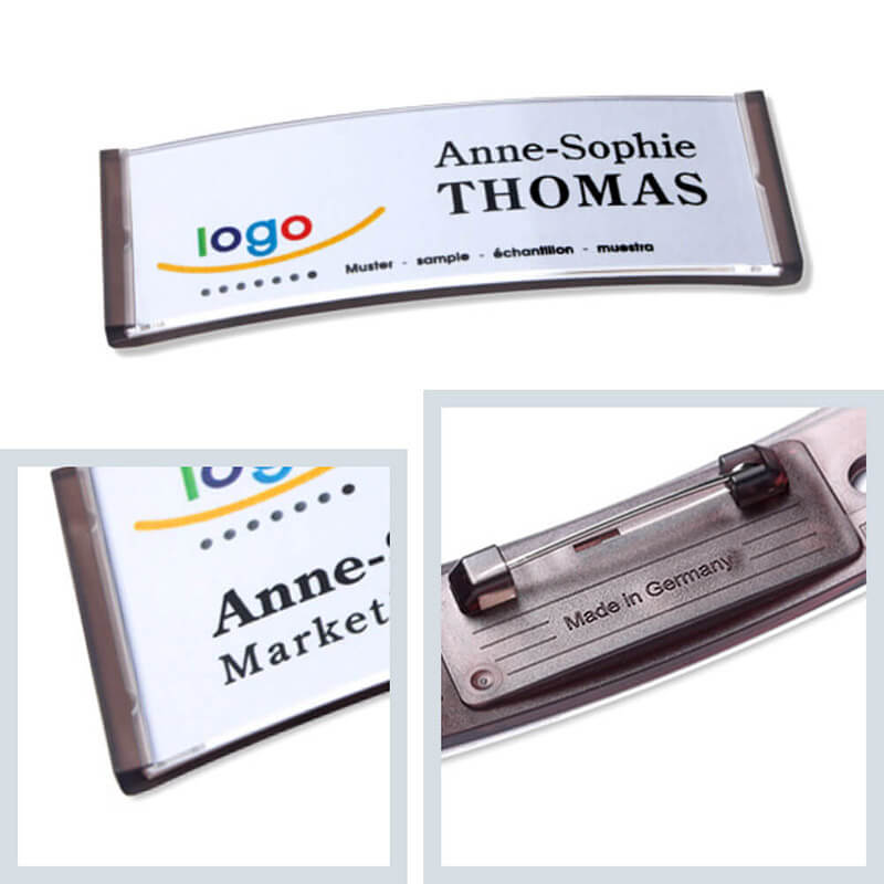 polar® 20 Namensschilder, Nadel - Schwarz Transluzent