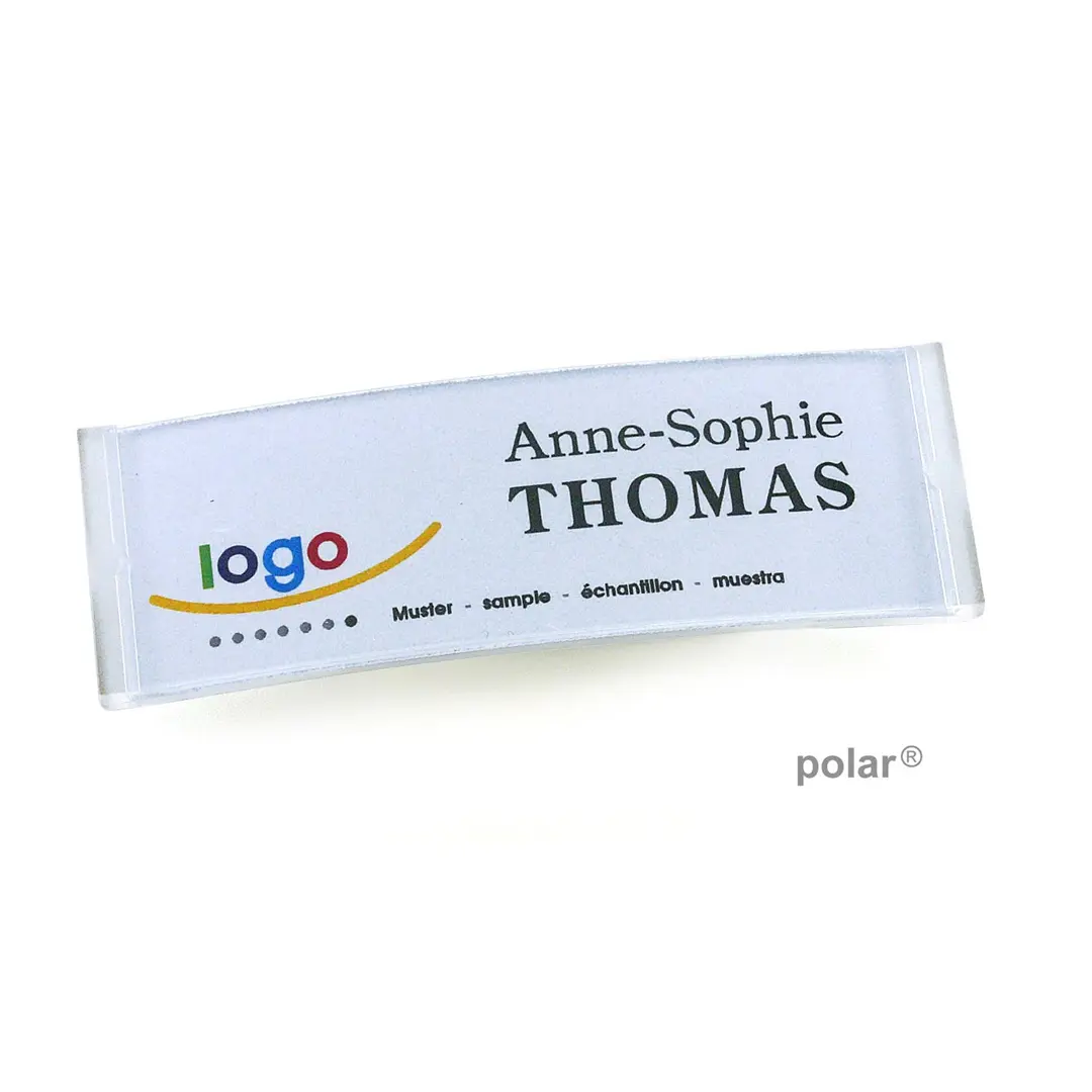 polar® 20 Namensschilder, Nadel - Klar Transluzent