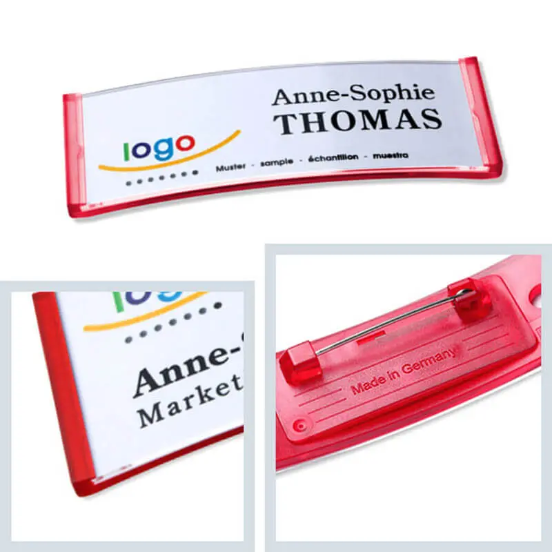 polar® 20 Namensschilder, Nadel - Rot Transluzent