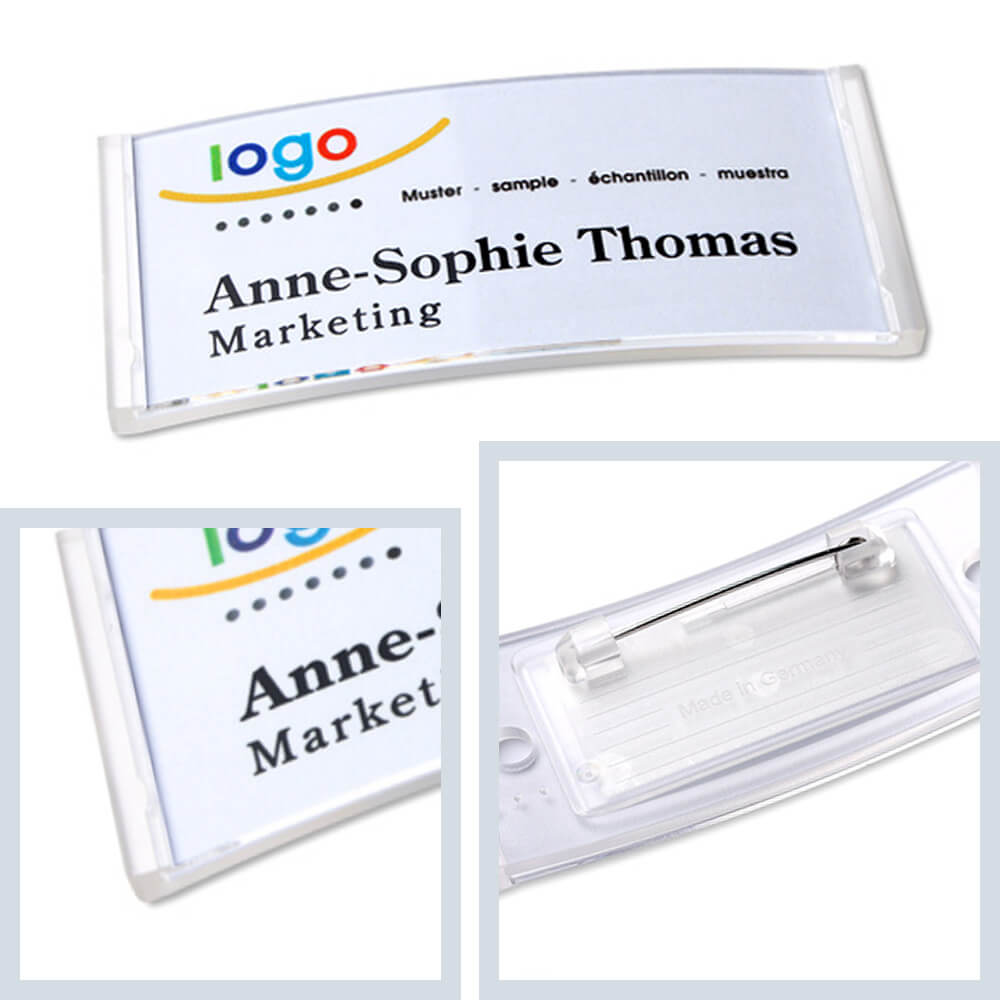 polar® 30 Namensschilder Nadel, Color - Klar Transluzent