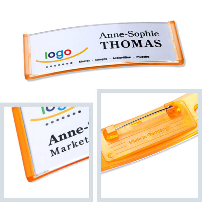 polar® 20 Namensschilder, Nadel - Orange Transluzent