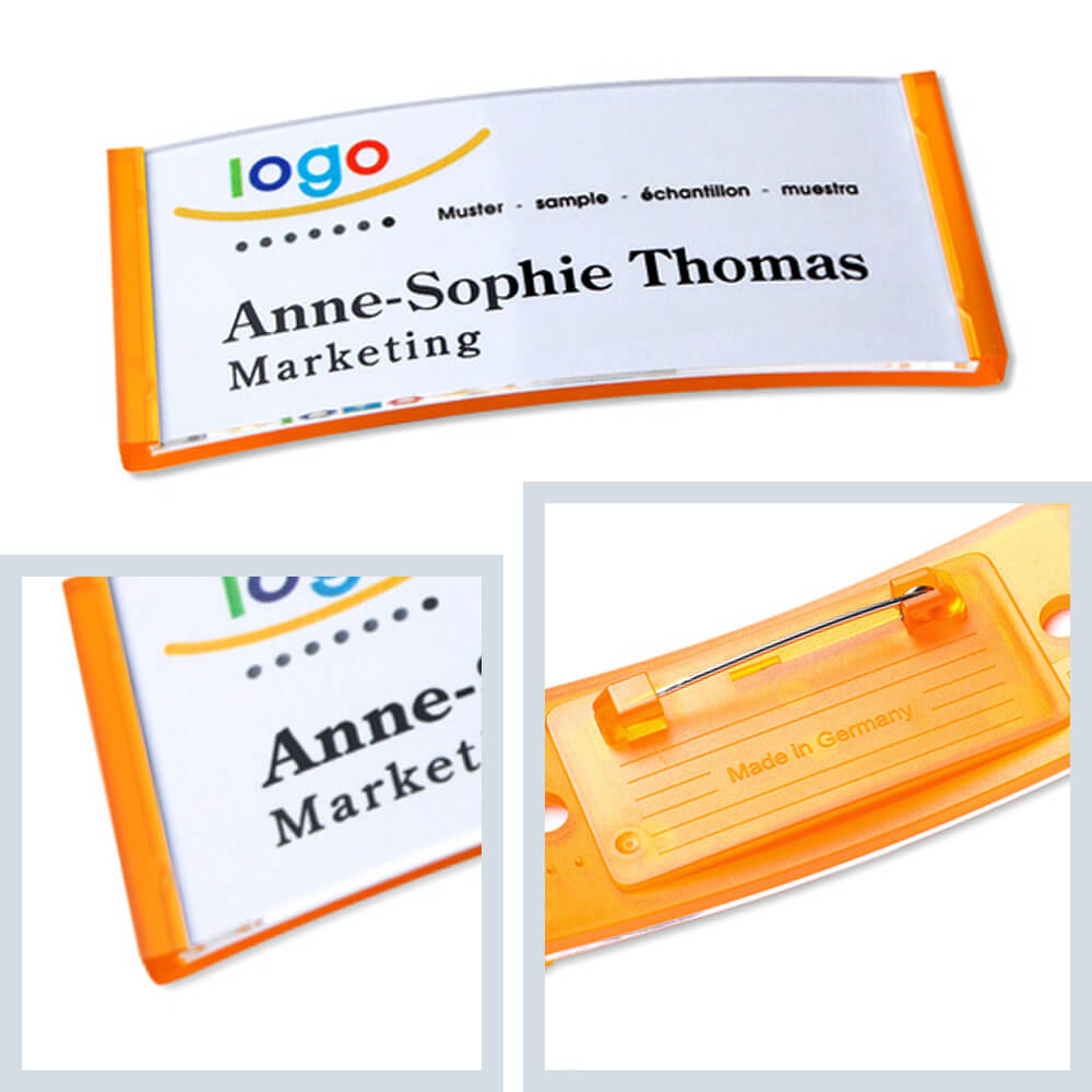 polar® 30 Namensschilder Nadel, Color - Orange Transluzent