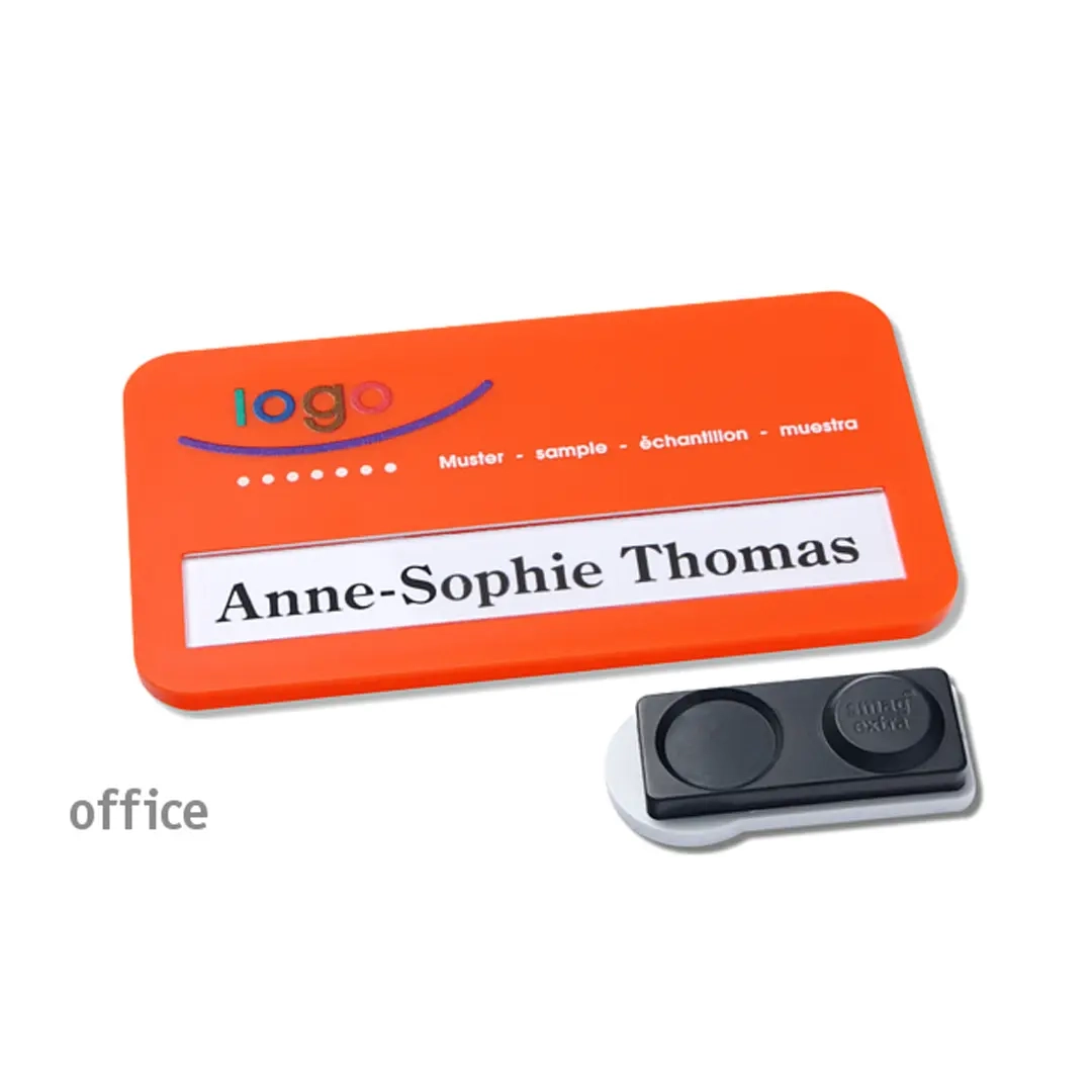 Namensschild office® 35 Color-Print ➤  Magnet Extra - Orange